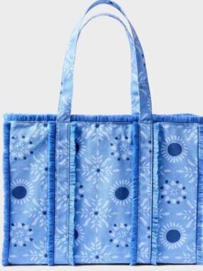 Roller Rabbit x Target Star Medallion Fringe Canvas Tote Bag Blue